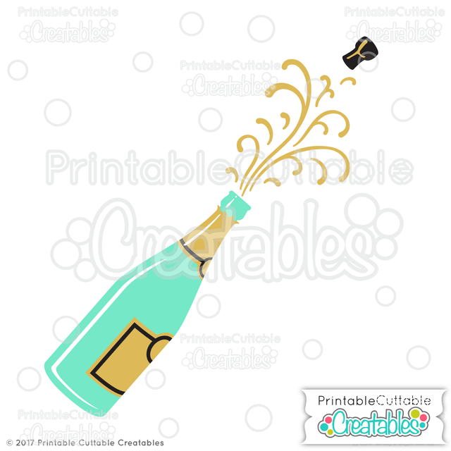 Champagne Popping SVG Printable Cuttable Creatables 