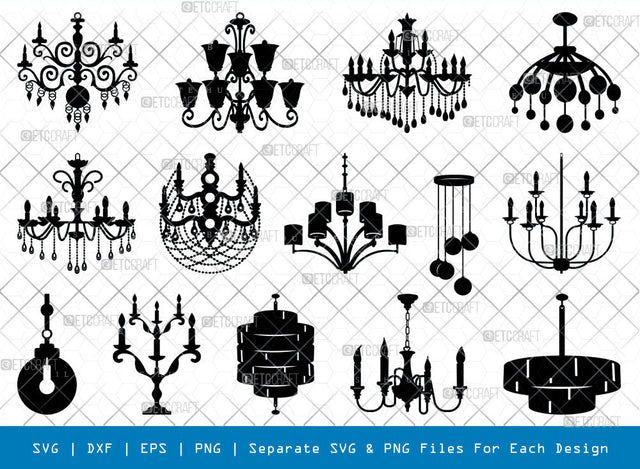 Chandelier SVG, Chandelier Silhouette, Decoration Light Svg, Vintage Chandelier Svg, Home Decor Light Svg, Chandelier Bundle SVG ETC Craft 
