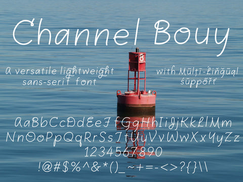 Channel Buoy Sans-Serif Font | 285 Unique Characters | Multilingual Support Commercial Use Font Maple & Olive Designs 