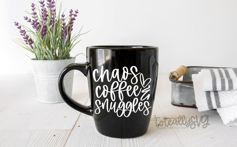 Chaos Coffee and Snuggles SVG | Momlife SVG | Mama SVG | Coffee SVG | PNG | DXF SVG Toteally SVG 