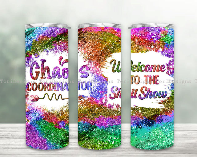 Chaos Coordinator Glitter Tumbler Wrap 20oz Tumbler Digital Download Sublimation ToriDesigns 