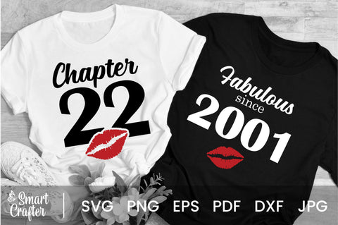 Chapter 22, Fabulous Since 2001, twenty-two, Fabulous Birthday, 22th, Kiss svg, 22 and Fabulous, Birthday, Kiss print, Sexy Birthday SVG Fauz 