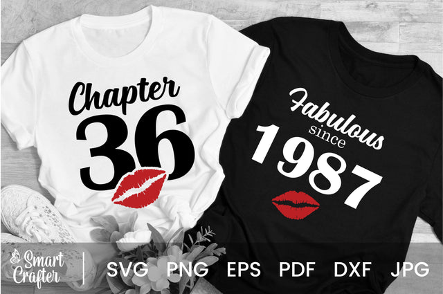 Chapter 36, Fabulous Since 1987, thirty-six, Fabulous Birthday, 36th, Kiss svg, 36 and Fabulous, Birthday, Kiss print, Sexy Birthday SVG Fauz 
