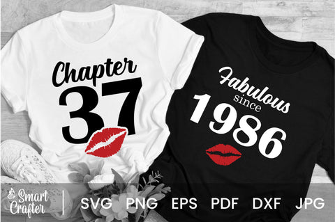 Chapter 37, Fabulous Since 1986, thirty-seven, Fabulous Birthday, 37th, Kiss svg, 37 and Fabulous, Birthday, Kiss print, Sexy Birthday SVG Fauz 