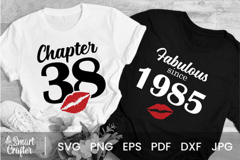 Chapter 38, Fabulous Since 1985, thirty-eight, Fabulous Birthday, 38th, Kiss svg, 38 and Fabulous, Birthday, Kiss print, Sexy Birthday SVG Fauz 