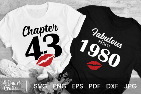 Chapter 43, Fabulous Since 1980, forty-three, Fabulous Birthday, 43th, Kiss svg, 43 and Fabulous, Birthday, Kiss print, Sexy Birthday SVG Fauz 