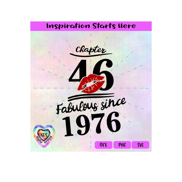 Chapter 46 | Fabulous Since 1976 | Lips - Transparent PNG SVG DXF - Silhouette, Cricut, ScanNCut SVG Aint That Sweet 