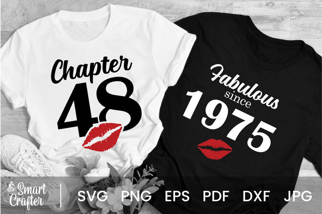 Chapter 48, Fabulous Since 1975, forty-eight, Fabulous Birthday, 48th, Kiss svg, 48 and Fabulous, Birthday, Kiss print, Sexy Birthday SVG Fauz 