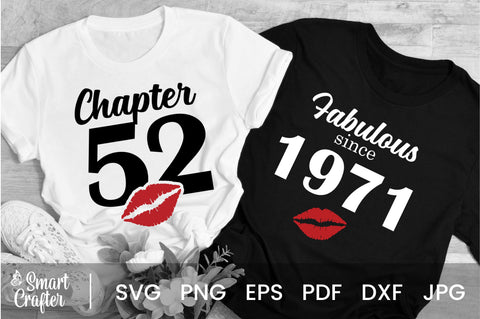 Chapter 52, Fabulous Since 1971, fifty-two, Fabulous Birthday, 52th, Kiss svg, 52 and Fabulous, Birthday, Kiss print, Sexy Birthday SVG Fauz 