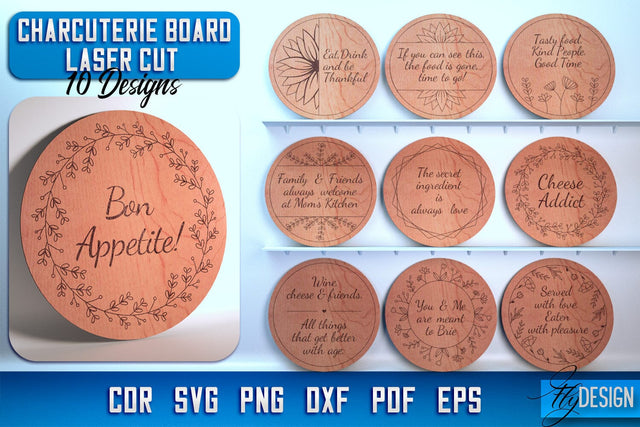 Charcuterie Board Laser Cut SVG | Home SVG Design | CNC Files SVG Fly Design 