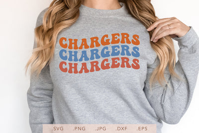 Chargers Groovy Vintage Wavy Design SVG DXF JPG PNG EPS | School Team Spirit | Team Shirt Sublimation SVG Nanda Bayu 