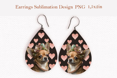 Charming chihuahua dog lovers teardrop earrings design png Sublimation LuckyTurtleArt 