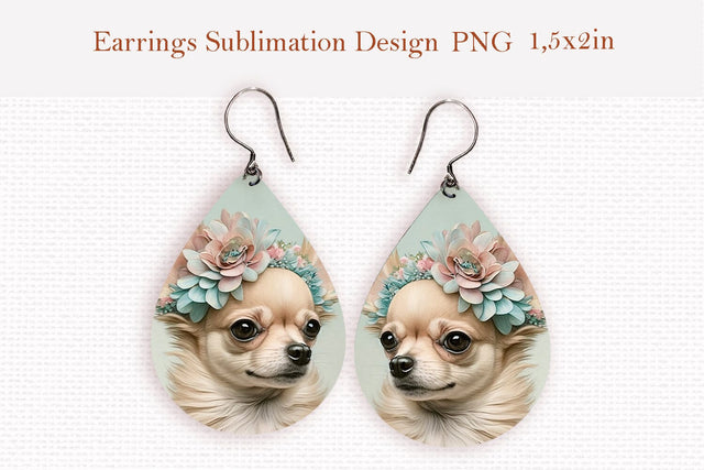 Charming chihuahua dog lovers teardrop earrings design png Sublimation LuckyTurtleArt 