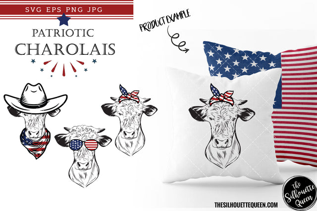 Charolais Cow Patriotic Cut files and Sublimation SVG Loveleen Kaur 