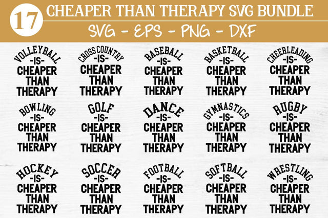 Cheaper Than Therapy Bundle Sports SVG Shirt Bundle SVG Svgcraft 