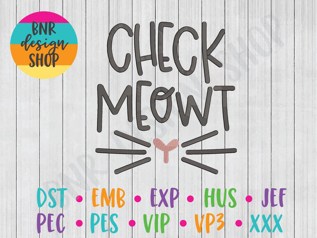 Check Meowt Machine Embroidery Design Embroidery/Applique BNRDesignShop 