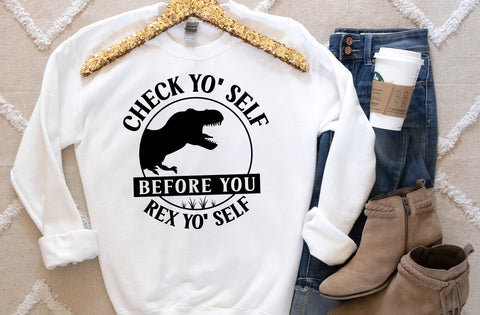 Check Yo' Self Before You' Rex Yo Self, Dinosaur SVG SVG MD mominul islam 