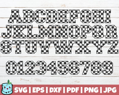Checkered Alphabet and Numbers SVG MintyMarshmallows 
