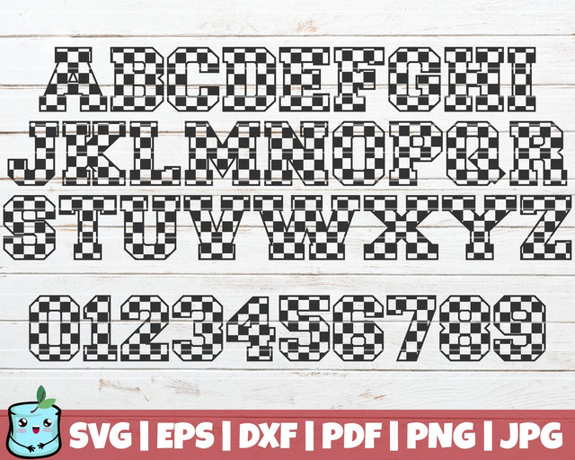 Checkered Alphabet and Numbers SVG MintyMarshmallows 