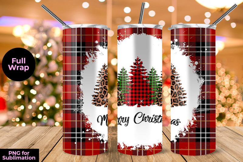 Checkered Christmas Tree 20 oz Skinny Tumbler Template Sublimation Sublimatiz Designs 