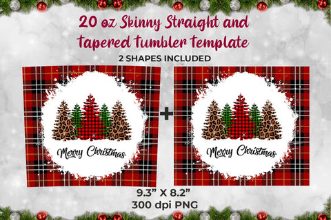 Checkered Christmas Tree 20 oz Skinny Tumbler Template Sublimation Sublimatiz Designs 