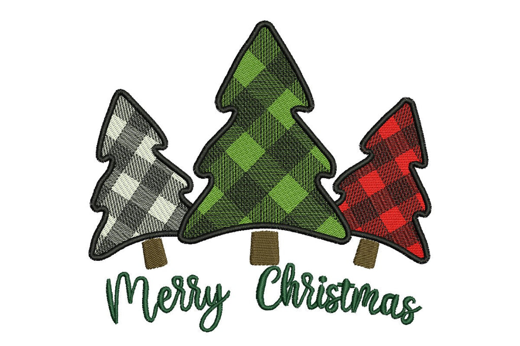 Checkered Christmas Trees Embroidery Designs - So Fontsy