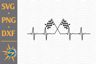 Checkered Flag Heartbeat SVG, PNG, DXF Digital Files Include SVG SVGStoreShop 