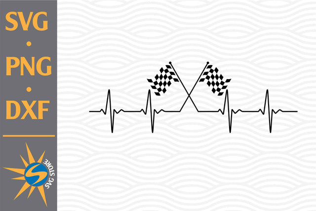 Checkered Flag Heartbeat SVG, PNG, DXF Digital Files Include SVG SVGStoreShop 