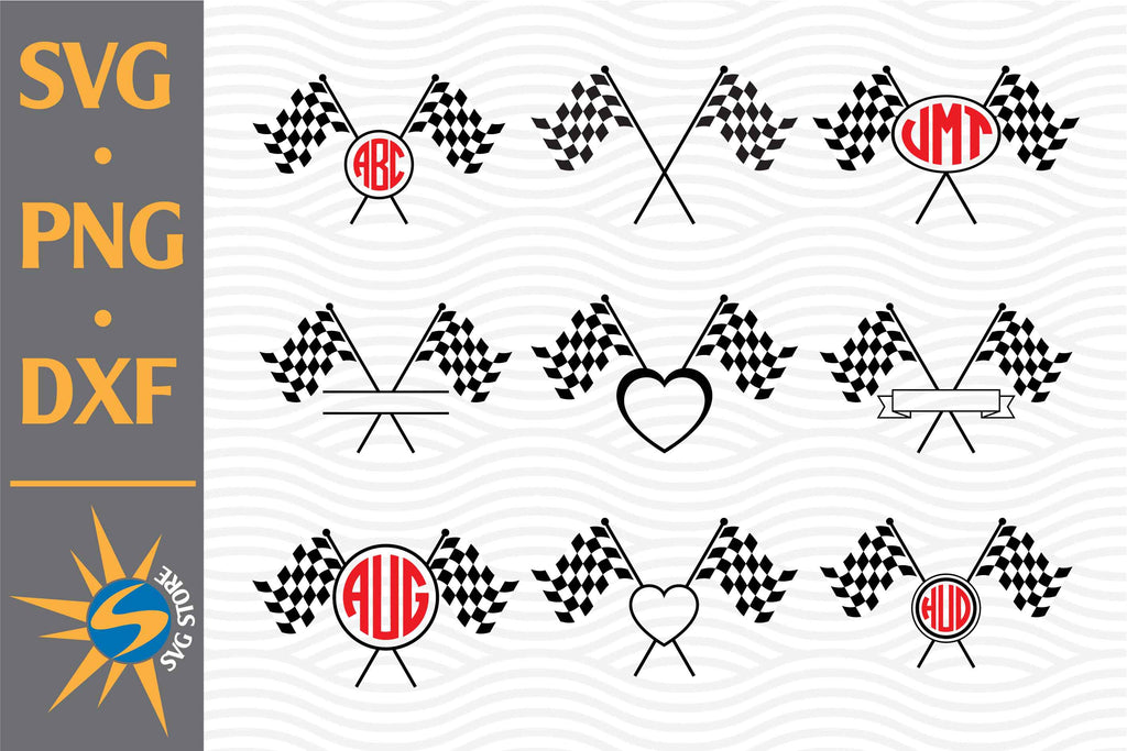 Checkered Flag Monogram SVG, PNG, DXF Digital Files Include - So Fontsy