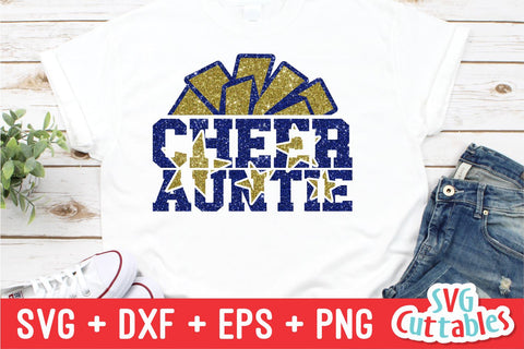 Cheer Auntie svg - Cheer Cut File - svg - dxf - eps - png - Cheer Cut File - Pom Pom - Silhouette - Cricut - Digital Download SVG Svg Cuttables 