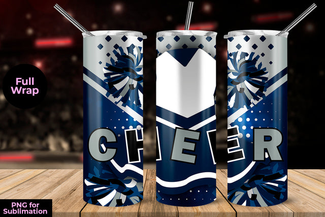 Cheer Blue Uniform 20 oz Skinny Tumbler Wrap Sublimation Design Sublimation Sublimatiz Designs 