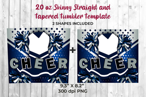 Cheer Blue Uniform 20 oz Skinny Tumbler Wrap Sublimation Design Sublimation Sublimatiz Designs 