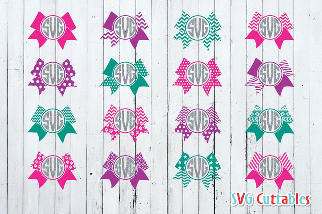 Cheer Bow Monogram Frames SVG Svg Cuttables 