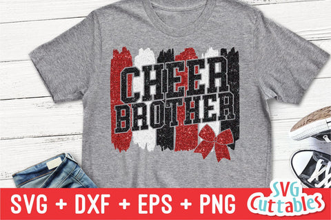 Cheer Brother svg - Cheer Cut File - Cheer Bow svg - dxf - eps - png - Cheerleader - Brush Strokes - Silhouette - Cricut - Digital Download SVG Svg Cuttables 