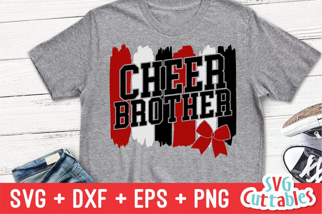 Cheer Brother svg - Cheer Cut File - Cheer Bow svg - dxf - eps - png - Cheerleader - Brush Strokes - Silhouette - Cricut - Digital Download SVG Svg Cuttables 