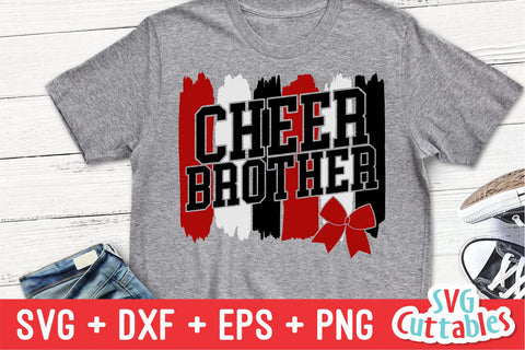 Cheer Brother svg - Cheer Cut File - Cheer Bow svg - dxf - eps - png - Cheerleader - Brush Strokes - Silhouette - Cricut - Digital Download SVG Svg Cuttables 