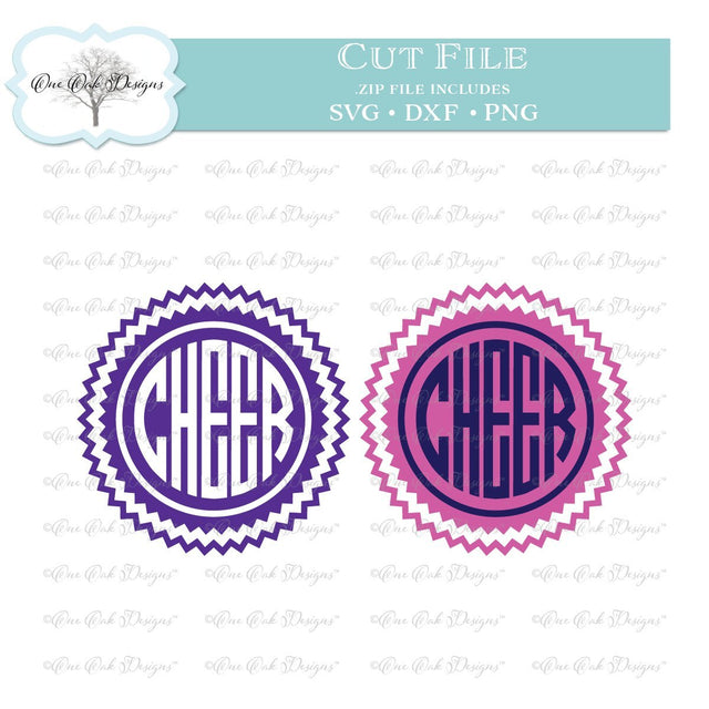 CHEER Circle Monogram Style SVG One Oak Designs 