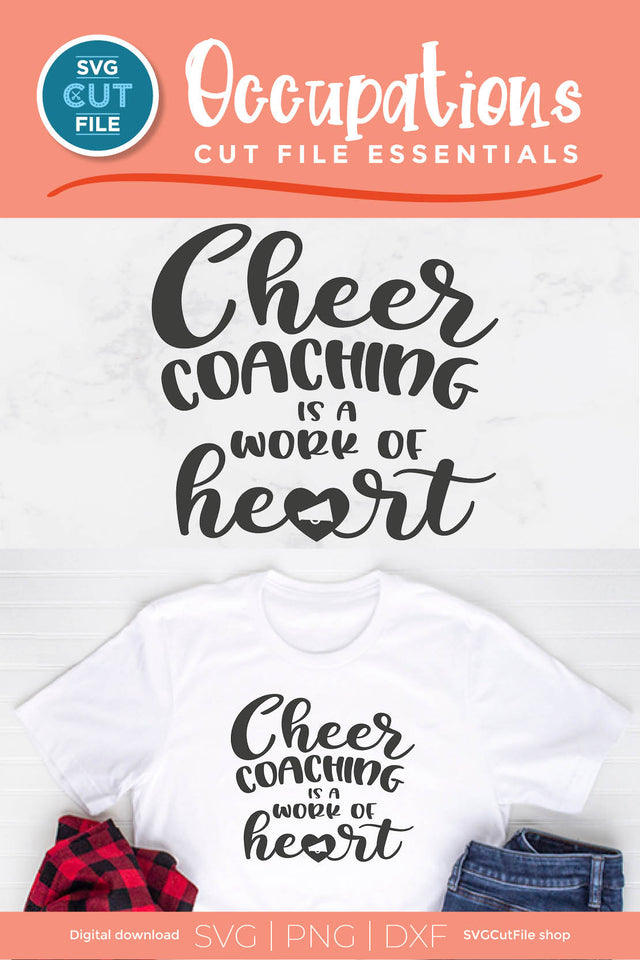 Cheer coach svg, cheer coaching is a work of heart SVG SVG Cut File 
