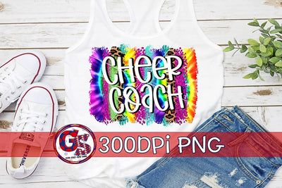 Cheer Coach Tie Dye Brush Strokes PNG for Sublimation Sublimation Greedy Stitches 