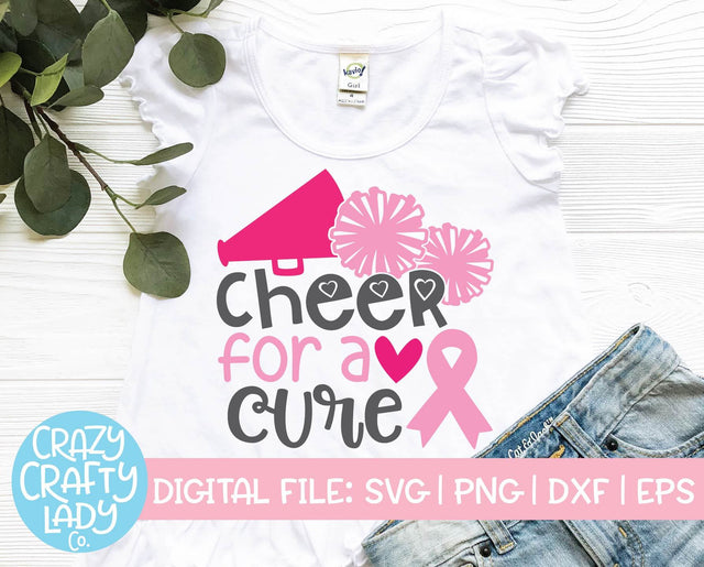 Cheer for a Cure | Breast Cancer Awareness Quote SVG Cut File SVG Crazy Crafty Lady Co. 