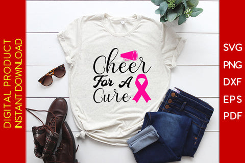 Cheer For A Cure Breast Cancer Awareness SVG PNG PDF Cut File SVG Creativedesigntee 