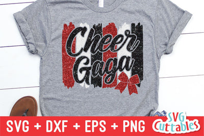 Cheer Gaga svg - Cheer Cut File - Cheer Bow svg - dxf - eps - png - Cheerleader - Brush Strokes - Silhouette - Cricut - Digital Download SVG Svg Cuttables 