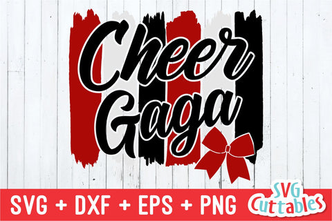 Cheer Gaga svg - Cheer Cut File - Cheer Bow svg - dxf - eps - png - Cheerleader - Brush Strokes - Silhouette - Cricut - Digital Download SVG Svg Cuttables 