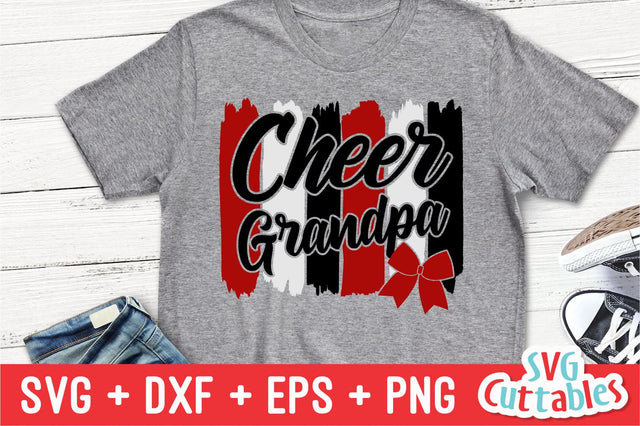 Cheer Grandpa svg - Cheer Cut File - Cheer Bow svg - dxf - eps - png - Cheerleader - Brush Strokes - Silhouette - Cricut - Digital Download SVG Svg Cuttables 