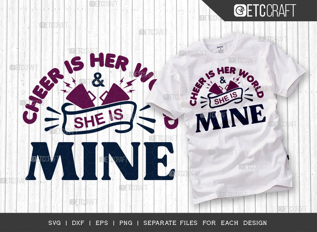 Cheer Is Her World SVG Cut File, Cheerleading Svg, Cheer Svg, Cheer Life Svg, Cheer Team Svg, Cheer Quotes, ETC T00170 SVG ETC Craft 