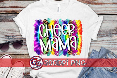 Cheer Mama Tie Dye Brush Strokes PNG for Sublimation Sublimation Greedy Stitches 