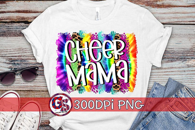 Cheer Mama Tie Dye Brush Strokes PNG for Sublimation Sublimation Greedy Stitches 