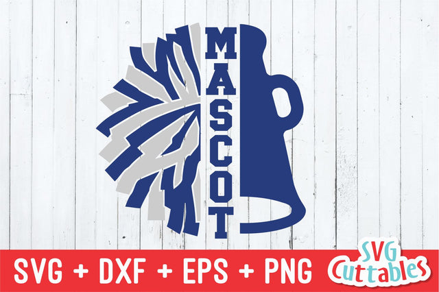 Cheer Megaphone and Pom Pom Split Svg Cuttables 