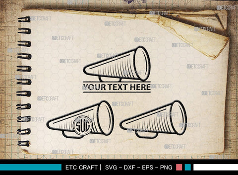 Cheer Megaphone Monogram, Cheer Megaphone SVG, Cheer Silhouette, Megaphone Svg, Sports svg, Cheers Svg, SB00113 SVG ETC Craft 