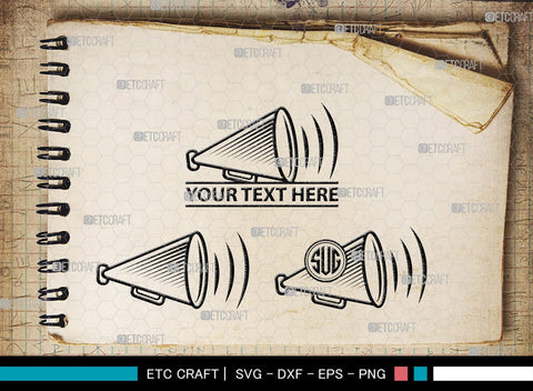 Cheer Megaphone Monogram, Cheer Megaphone SVG, Cheer Silhouette, Megaphone Svg, Sports svg, Cheers Svg, SB00113 SVG ETC Craft 